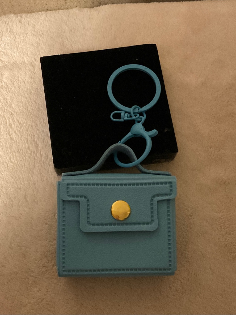 Sky Blue Mini Purse Key & Card Holder with Gold Snap